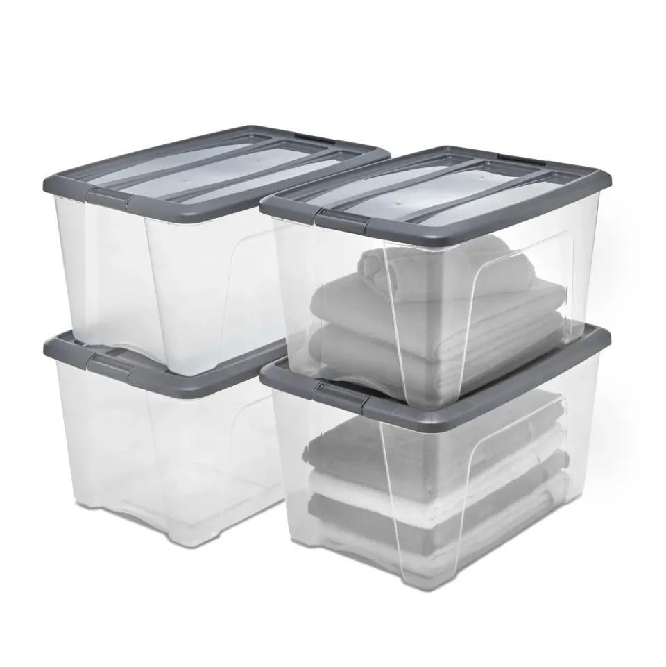 Iris Ohyama NTB-45 Aufbewahrungsbox Silber 4x45L mit Deckel