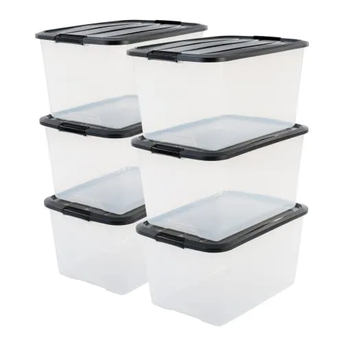 Iris Ohyama TB-45 Aufbewahrungsbox 45L schwarz 6er-Set Deckel