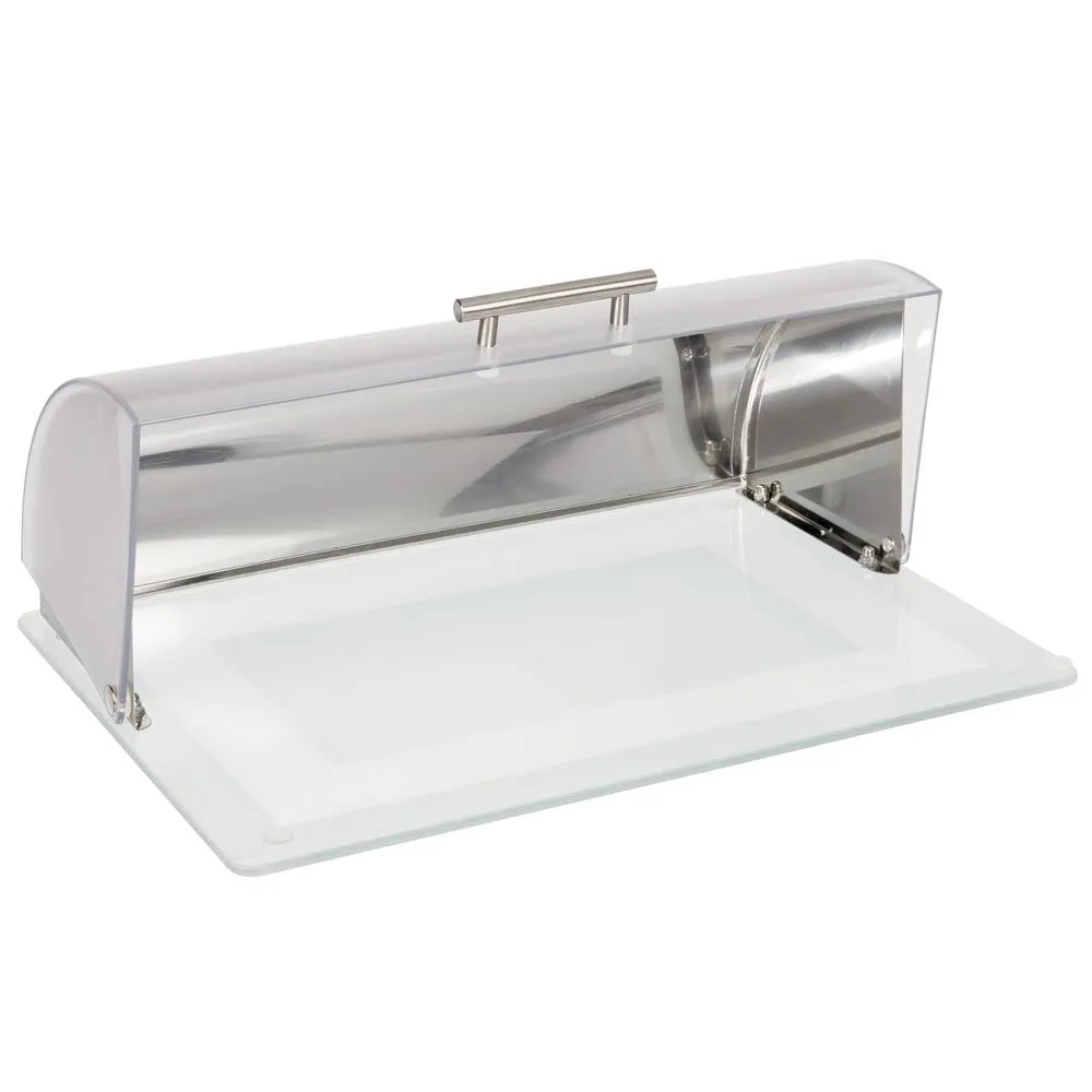 mDesign Brotkasten Metall Glas mattsilber mit Sichtfenster