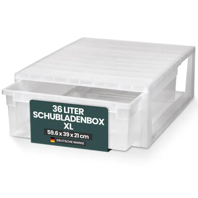 Kreher Schubladenbox XL 36 Liter weiß transparent