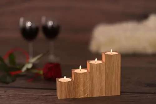 GoodFreshDecor Kerzenständer Holz 4er-Set Eiche geölt