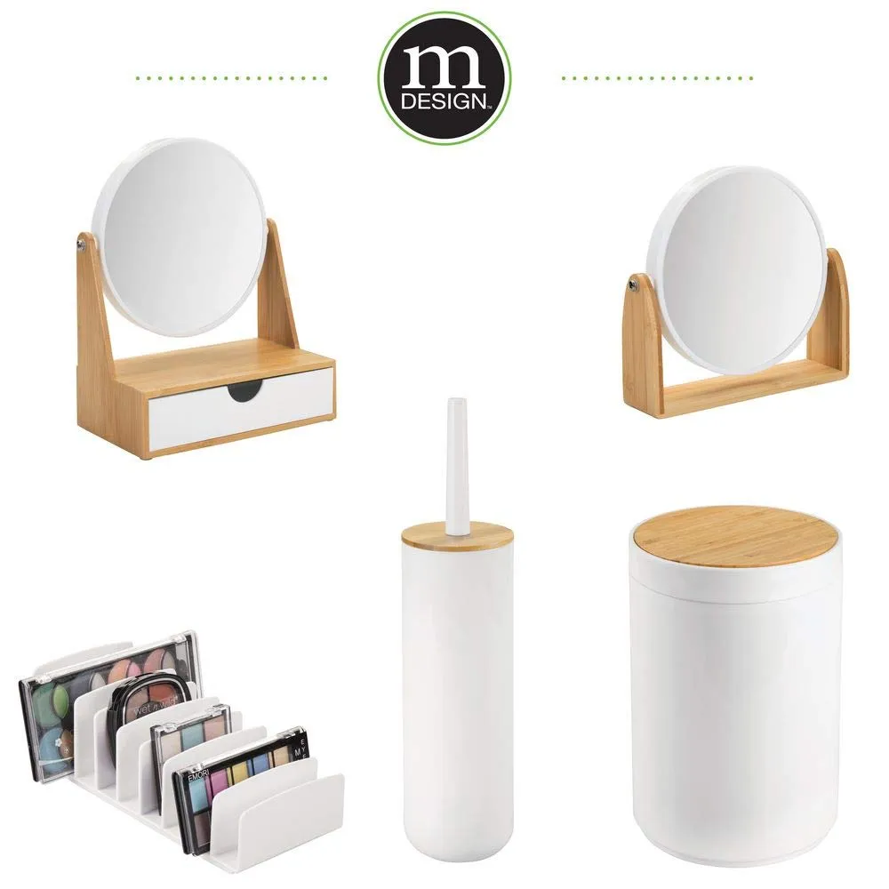 mDesign Standspiegel Bambus rund 3-fach weiß