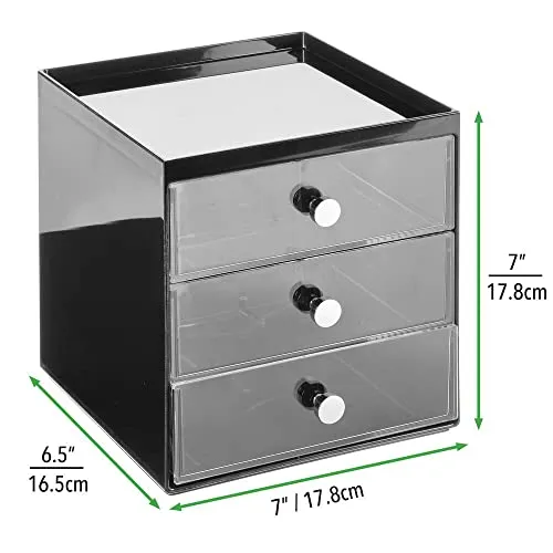 mDesign Schreibtisch Aufbewahrungsbox 3 Schubladen schwarz