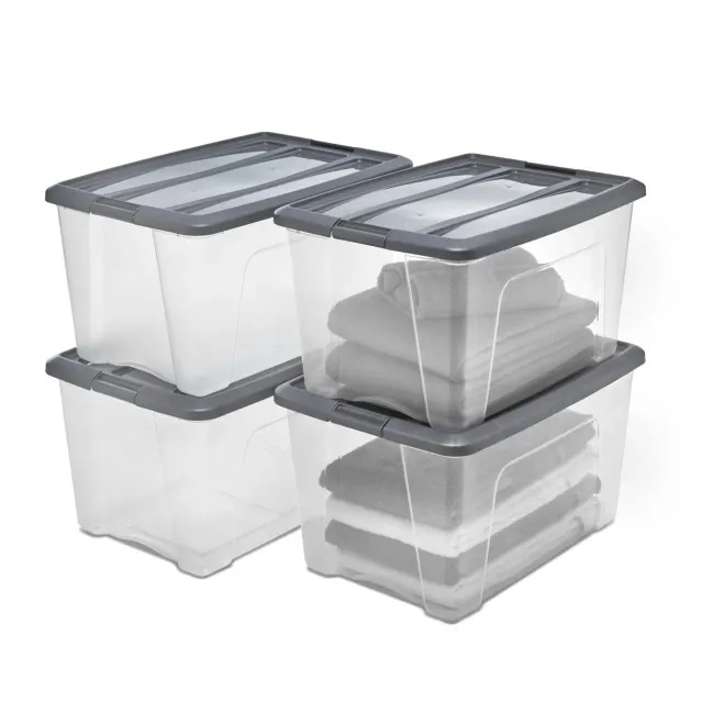 Iris Ohyama NTB-45 Aufbewahrungsbox Silber 45L 2er-Set stapelbar