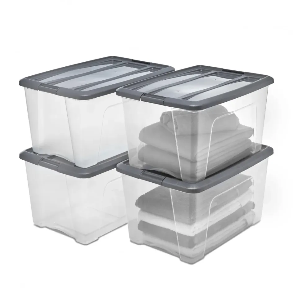 Iris Ohyama NTB-45 Aufbewahrungsbox Silber 45L 2er-Set stapelbar