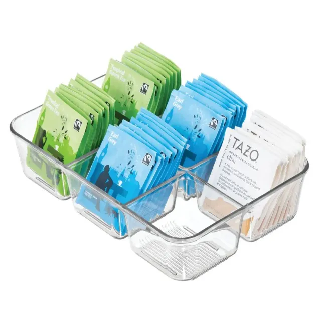 mDesign Teebox Aufbewahrungsbox transparent groß