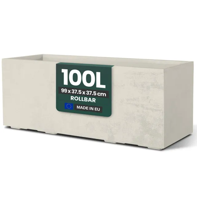 Kreher Millennium 100L Pflanzkübel Creme Weiß rechteckig