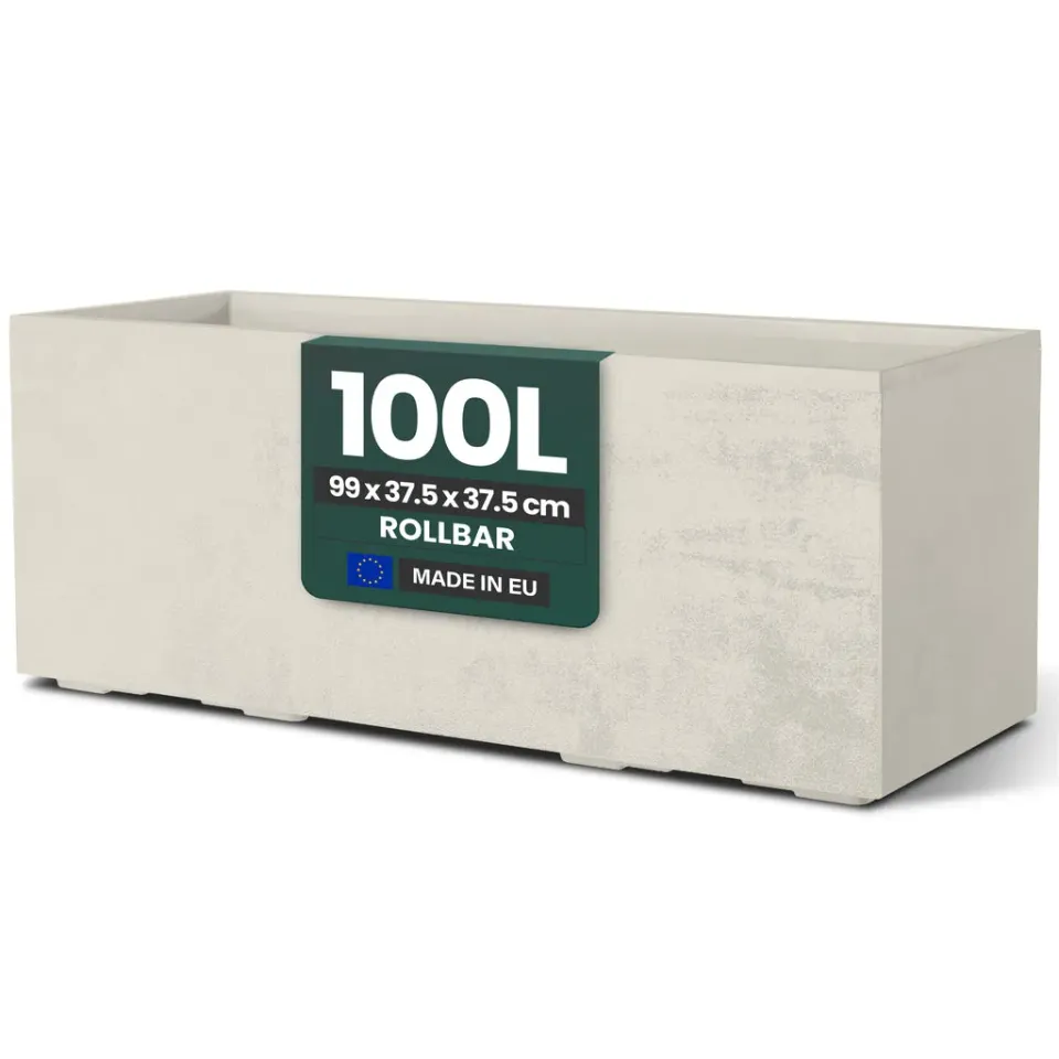 Kreher Millennium 100L Pflanzkübel Creme Weiß rechteckig