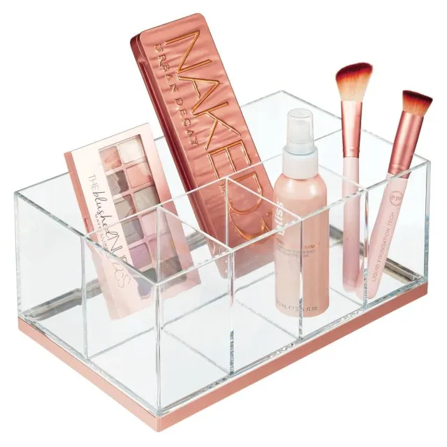 mDesign Make-up-Organizer 5 Fächer Roségold Transparent