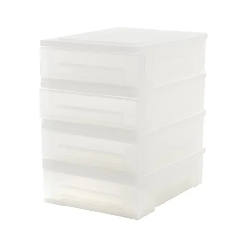 Iris Ohyama SD-110 Schubladenbox Frostweiß 4x7,5L stapelbar