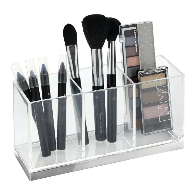 mDesign Make-up Organizer 3 Fächer transparent Kosmetikbox