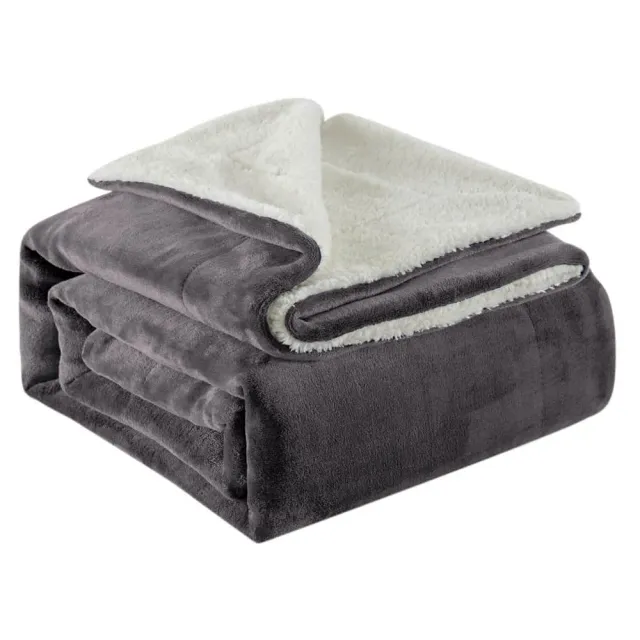 Lifewit Sherpa Kuscheldecke Grau Fleecedecke 127x152cm