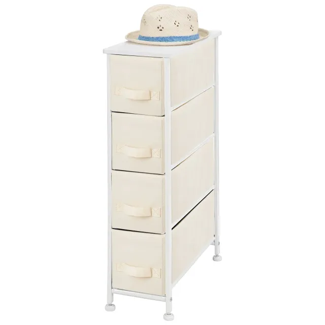 mDesign Kommode 4 Schubladen cremeweiß Stoff 48 cm