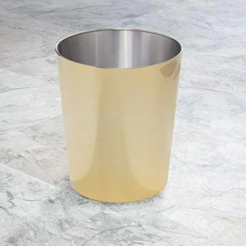 mDesign Mülleimer rund Edelstahl messingfarben