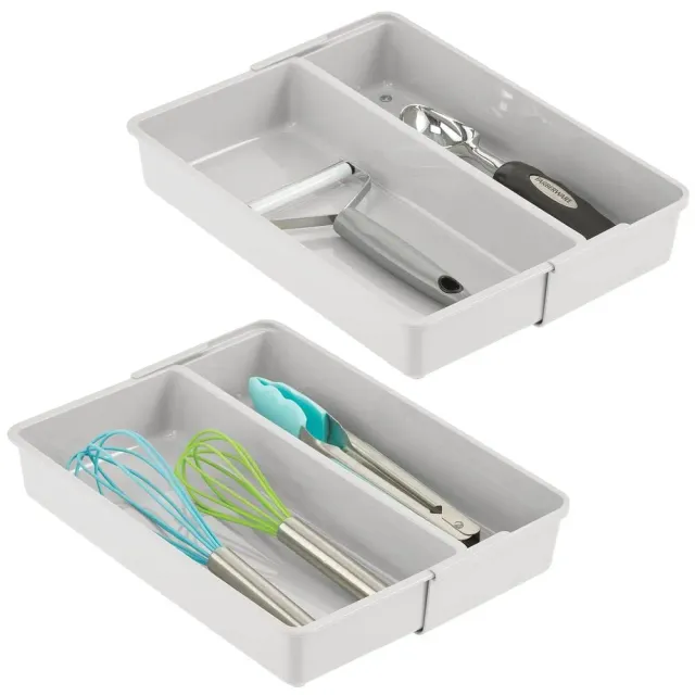 mDesign Schubladen Organizer 2er-Set hellgrau verstellbar