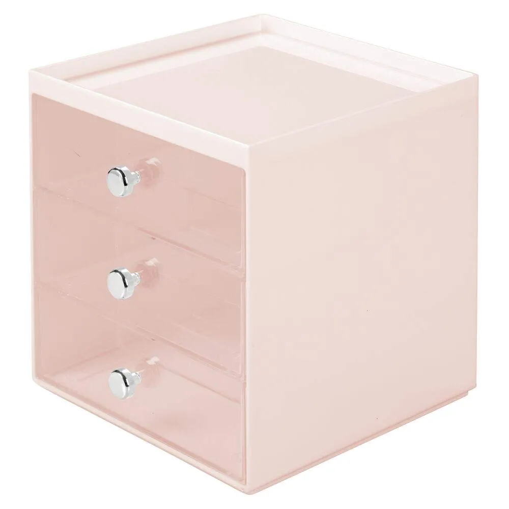 mDesign Brillenbox 3 Schubladen rosa-transparent Brillenhalter