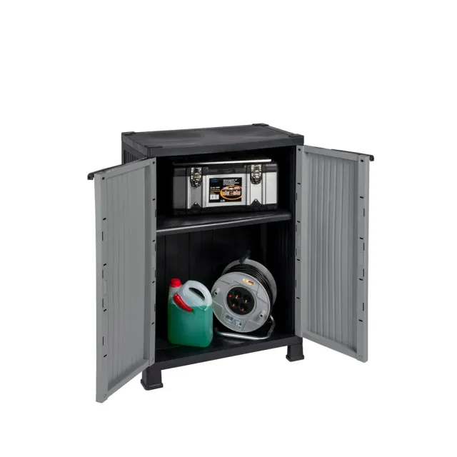 Kreher Noble Kunststoffschrank grau-schwarz 68x40x92 cm abschließbar