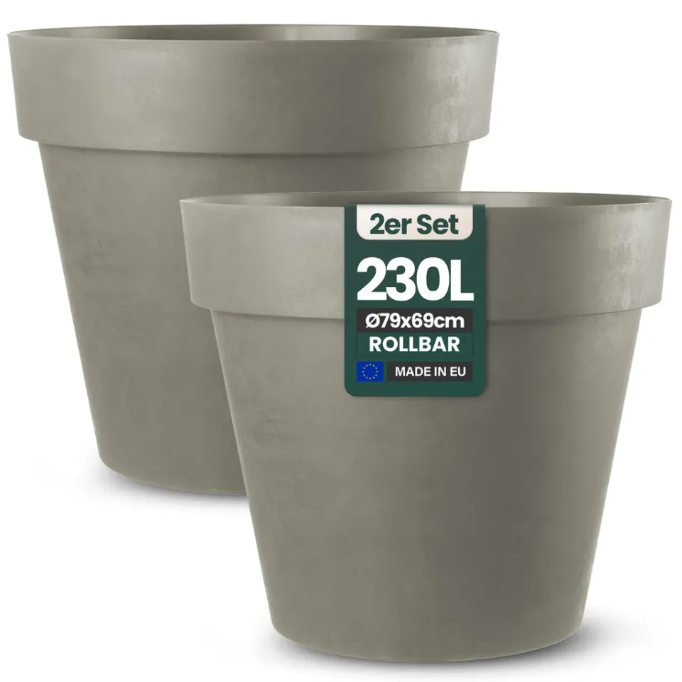 Kreher Like XXL Pflanzkübel Ø79cm braun 2er Set rollbar