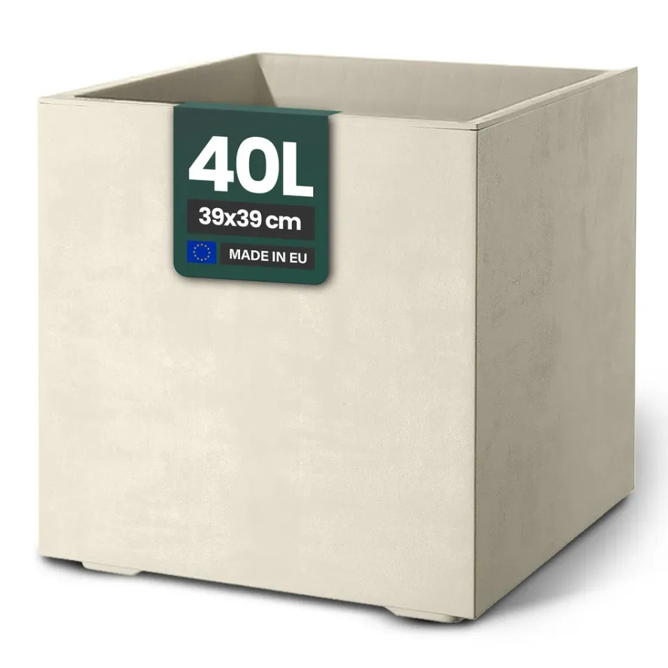 Kreher Millennium Pflanzkübel 40L eckig Creme Weiß