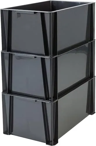 Iris Ohyama STB-LD Stapelbox 36L 3er-Set schwarz