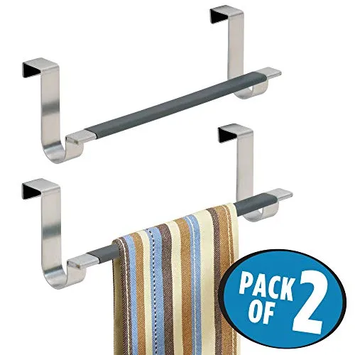 mDesign Handtuchhalter ohne Bohren Edelstahl 2er Set silber