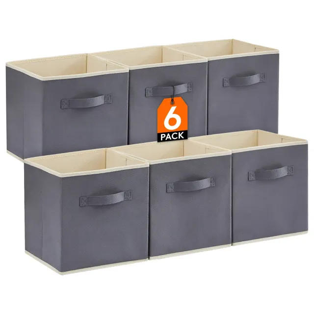 Lifewit Storage Cubes Stoffbox 6er Pack grau 28 cm faltbar
