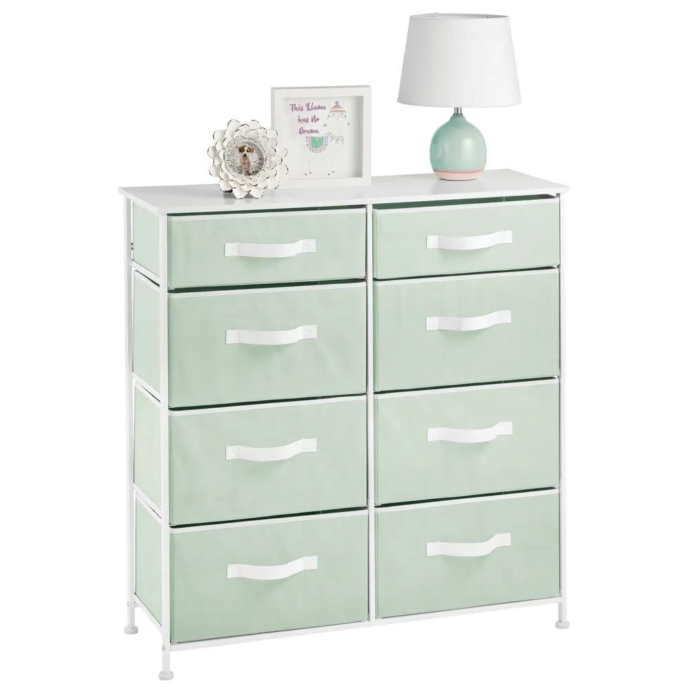 mDesign Kommode 8 Schubladen Schrank mintgrün/weiß Stoff