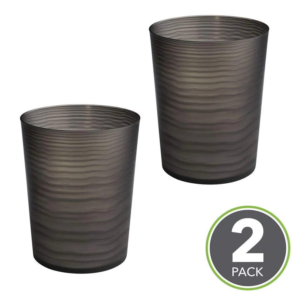 mDesign Abfalleimer Kunststoff 2er-Set mattschwarz Welle