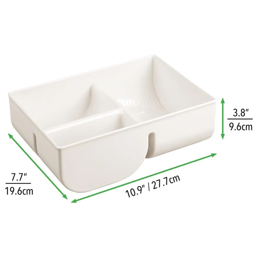 mDesign Deckelhalter Kunststoff 3 Fächer cremefarben