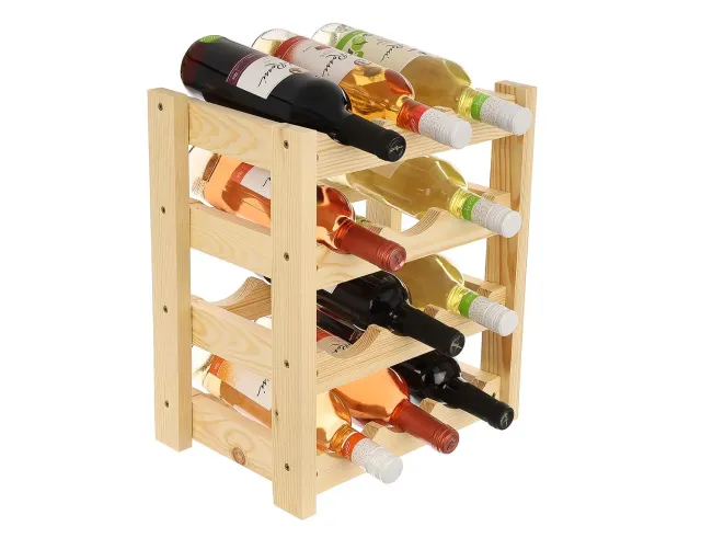 GoodFreshDecor Weinregal Holz 12 Flaschen Kiefer natur 34x24x40