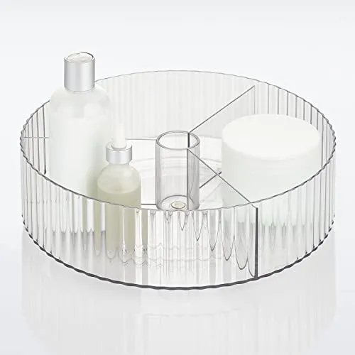 mDesign Küchenrondell Drehteller 3 Fächer transparent