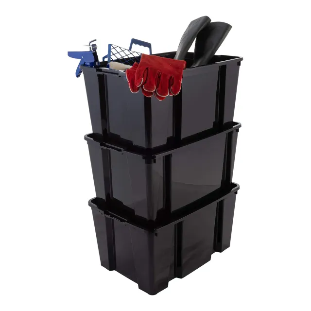 Iris Ohyama Hobby Box HB-45 Aufbewahrungsbox 45 L 3er-Pack schwarz