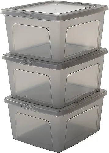 Iris Ohyama MCB-18 Aufbewahrungsbox 18L Grau 3er