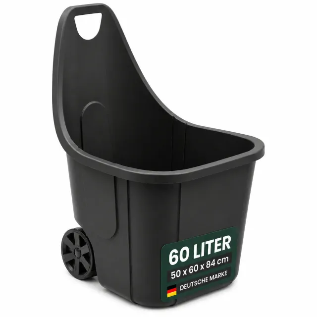 Kreher Gartenkarre Gartentrolley 60 Liter Schwarz recycelt