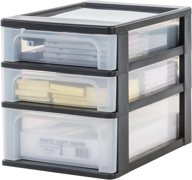 Iris Ohyama Organizer Chest OCH-2021 Schubladenbox Schwarz Mix A4