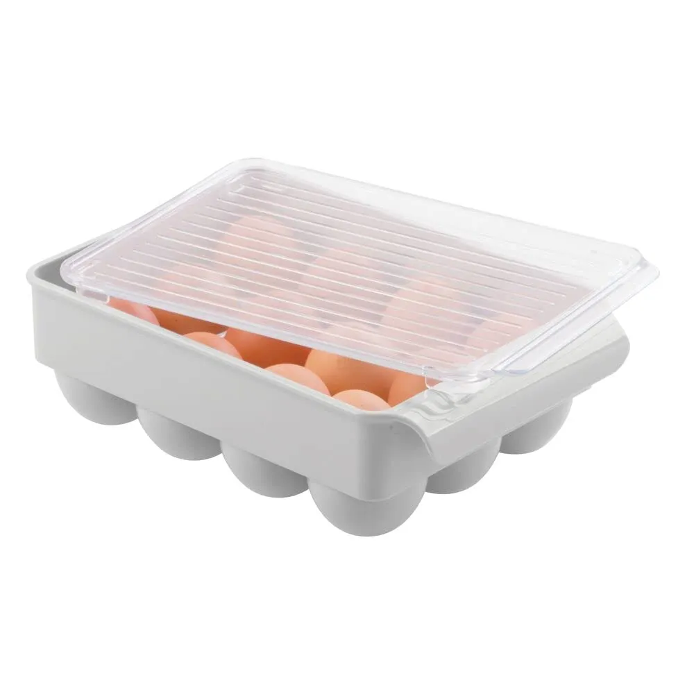 mDesign Eierbehälter 12 Eier Box grau transparent 2er Set stapelbar
