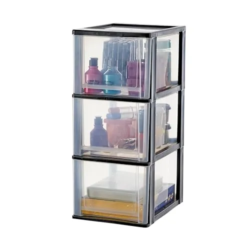 Iris Ohyama DDOCH Schubladenbox 3x13L Schwarz A4 BPA-frei