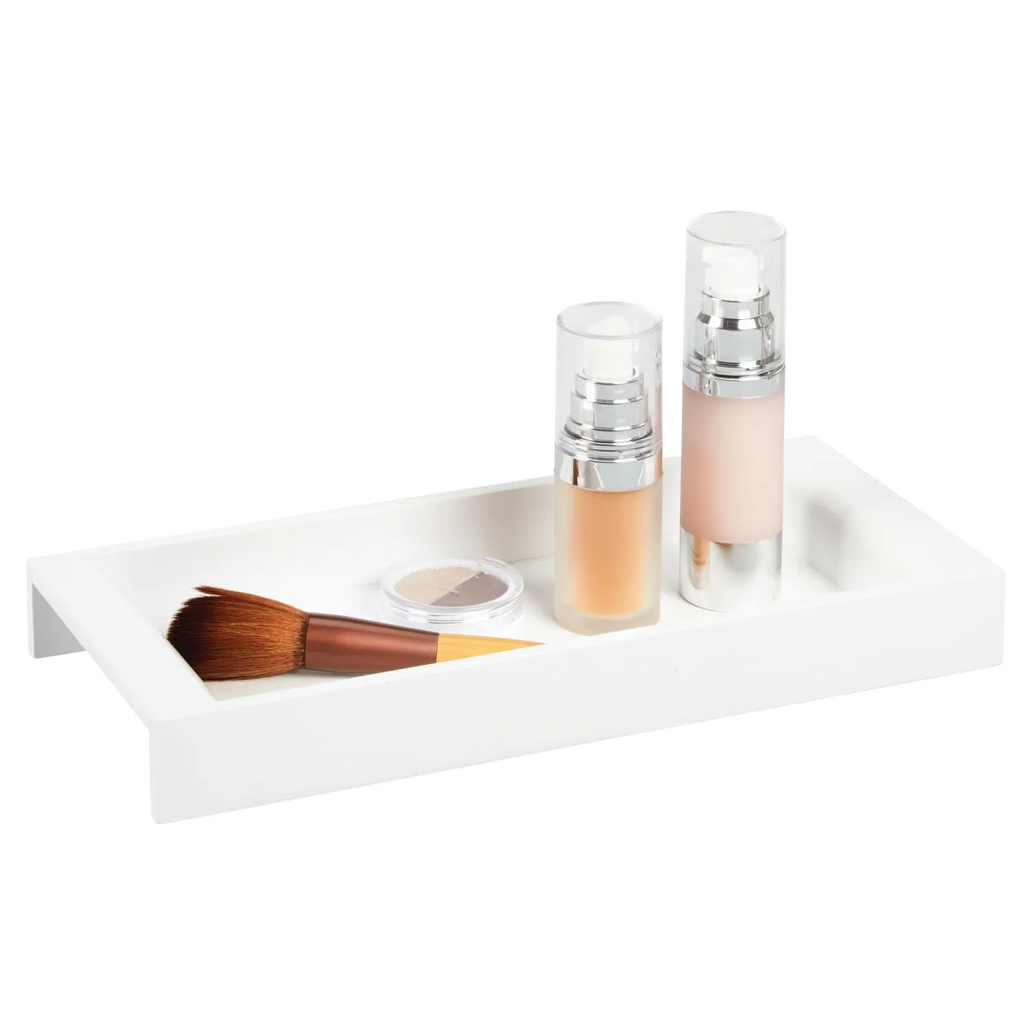 mDesign Kosmetiktablett Bambus weiß schmal