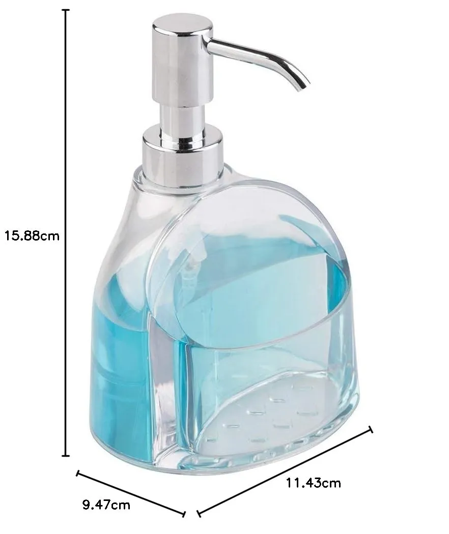 mDesign Seifenspender Pumpseifenspender transparent Chrom mit Halter