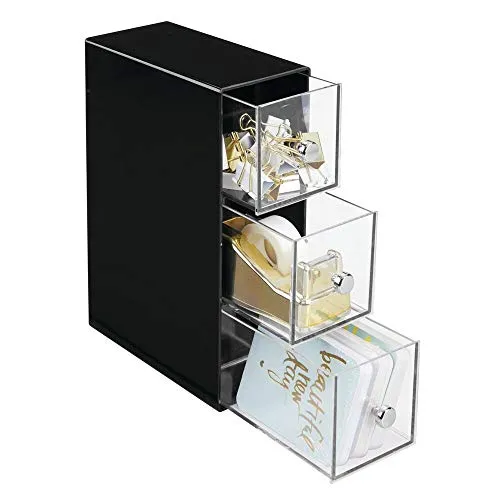 mDesign Schubladenbox Kosmetik Organizer 3 Schubladen schwarz