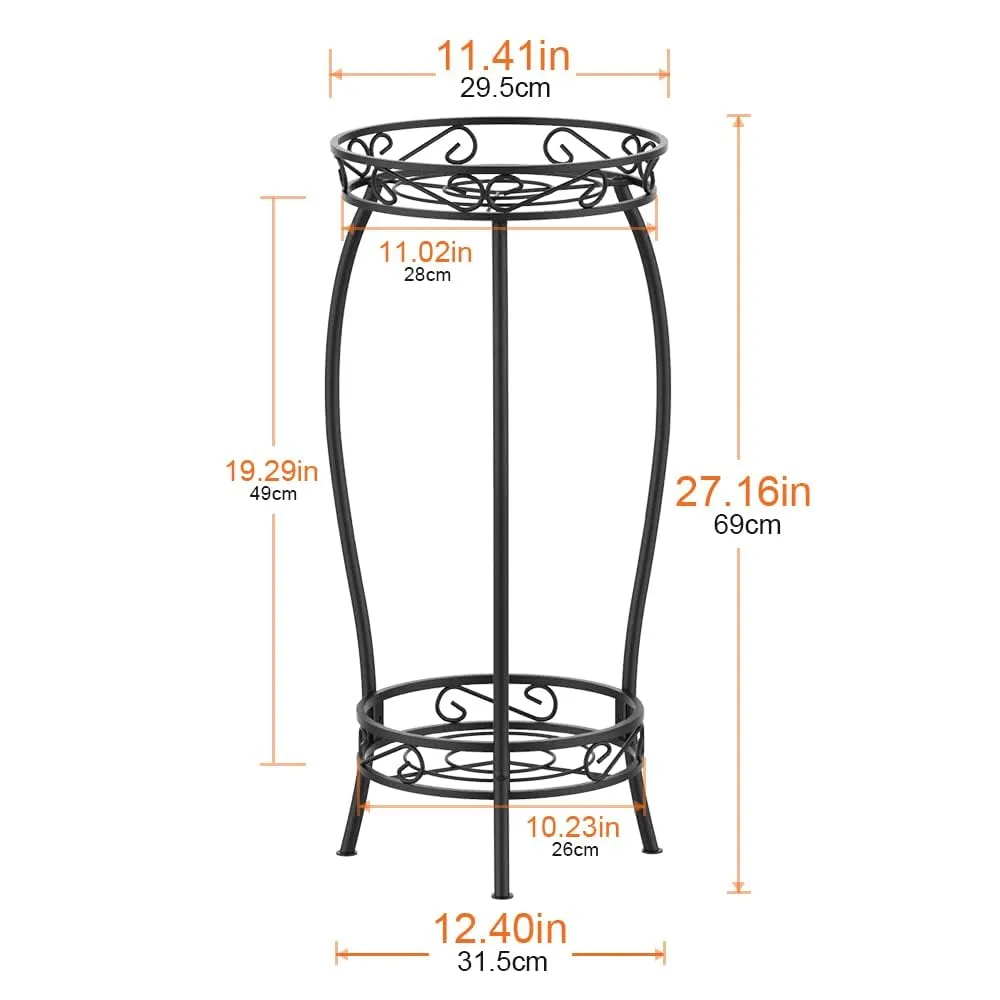 BOMCLAP Pflanzenständer Metall schwarz 69cm 2-stufig Blumenständer