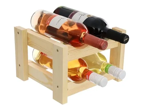 GoodFreshDecor Weinregal Holz 4 Flaschen Kiefer natur 26x24x17