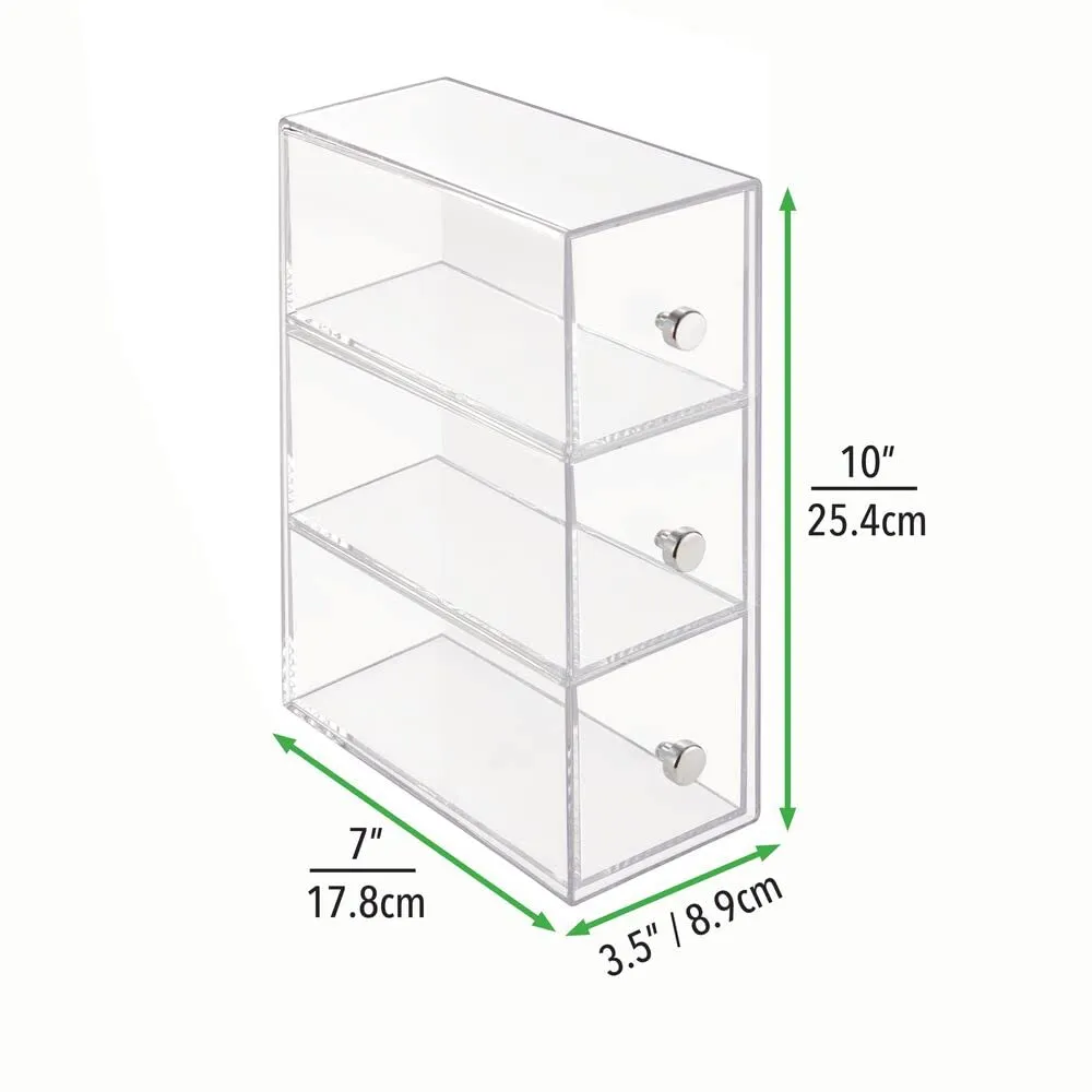 mDesign Teebox Schubladenbox 3 Schubladen 2er-Set klar