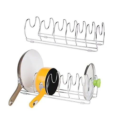 mDesign Pfannenhalter Topfdeckelhalter Chrom 2er-Set