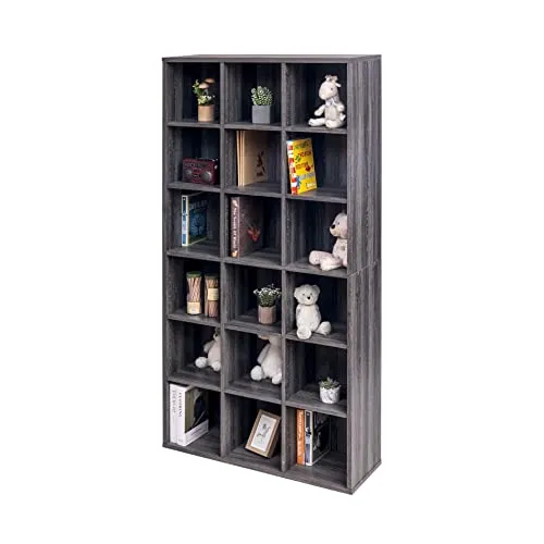 Iris Ohyama BKS-1890 Bücherregal Eiche Grau 18 Fächer