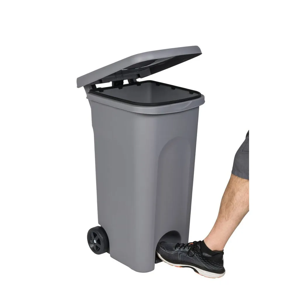 Kreher Mehrzwecktonne 80 Liter Mülltonne Grau mit Pedal