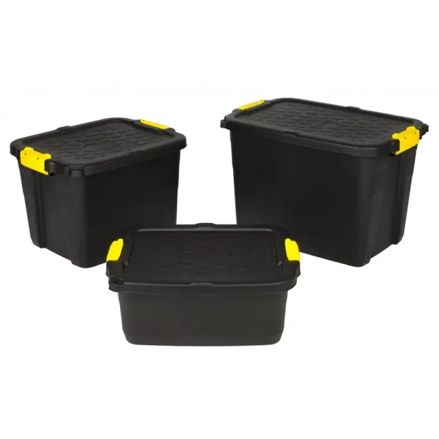 Kreher Tough Box 24L Schwarz stapelbar mit Deckel