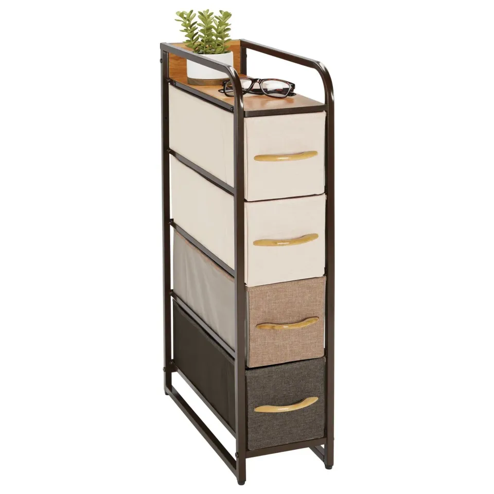 M Design Kommode 4 Schubladen Nachttisch Braun Stoff