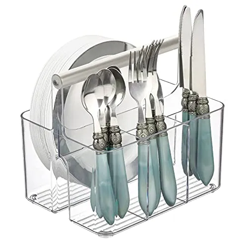mDesign Aura Aufbewahrungskorb Kunststoff Transparent Griff