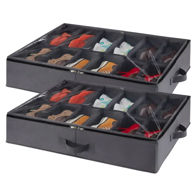 Lifewit Unterbett Schuh Organizer Grau 2er Pack 24 Paar